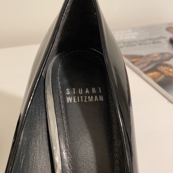 STUART WEITZMAN | EUC Black patent peep toe heels - Picture 2 of 5